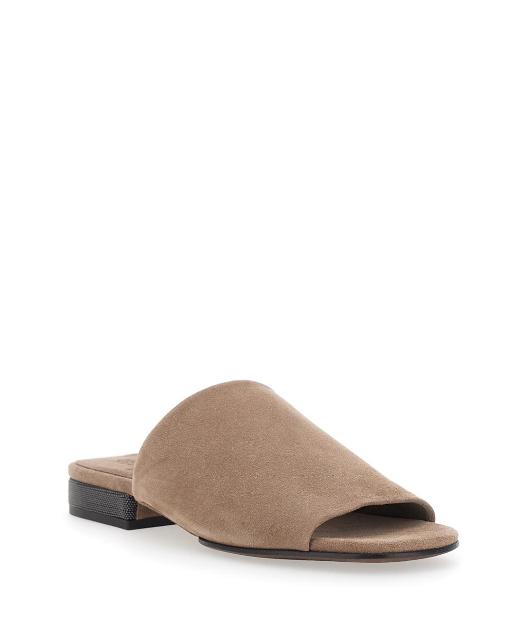 BRUNELLO CUCINELLI Бежевые замшевые сандалии, фото 2