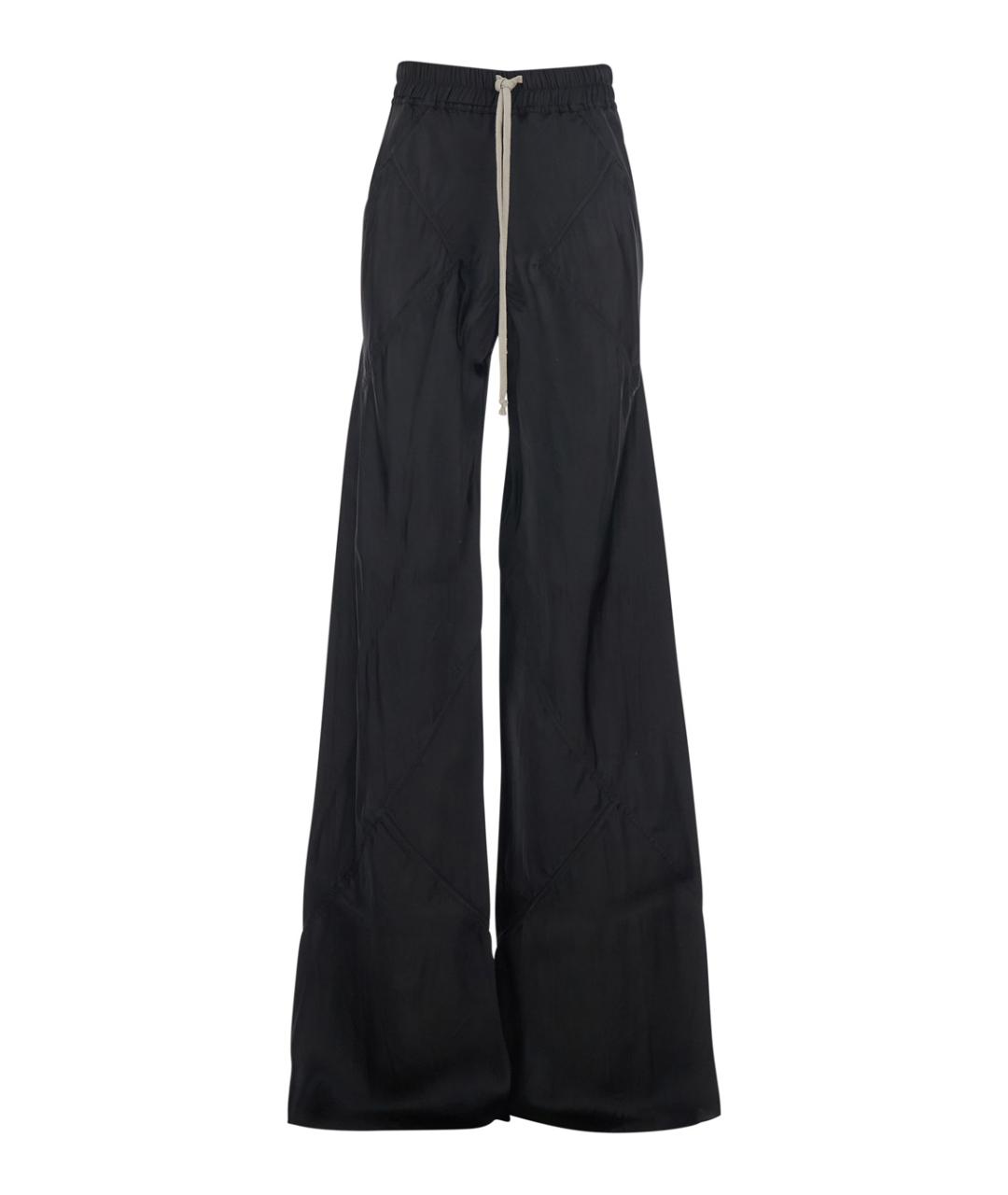 RICK OWENS Черные шелковые прямые брюки, фото 1