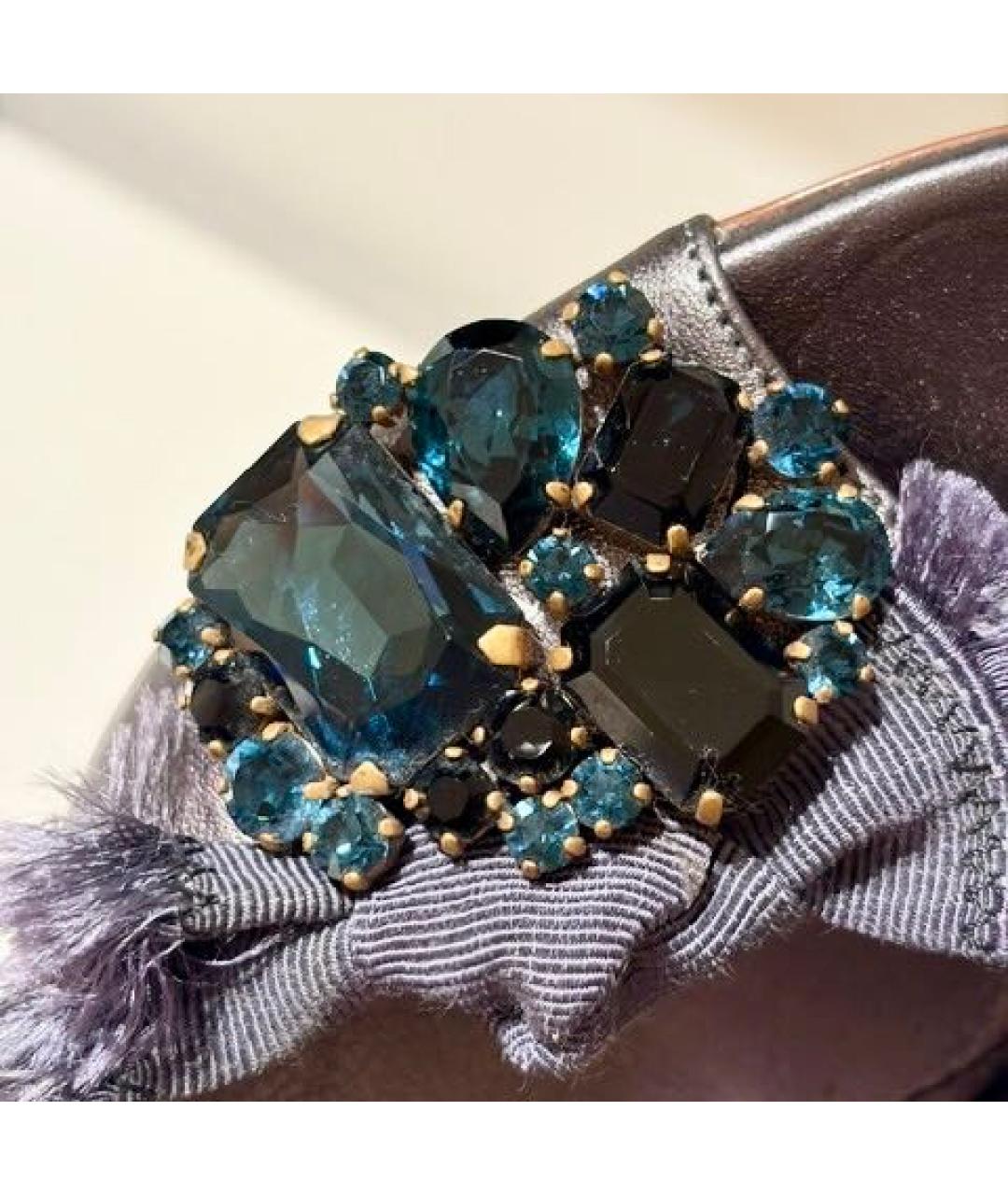 MIU MIU Темно-синие кожаные мюли, фото 5