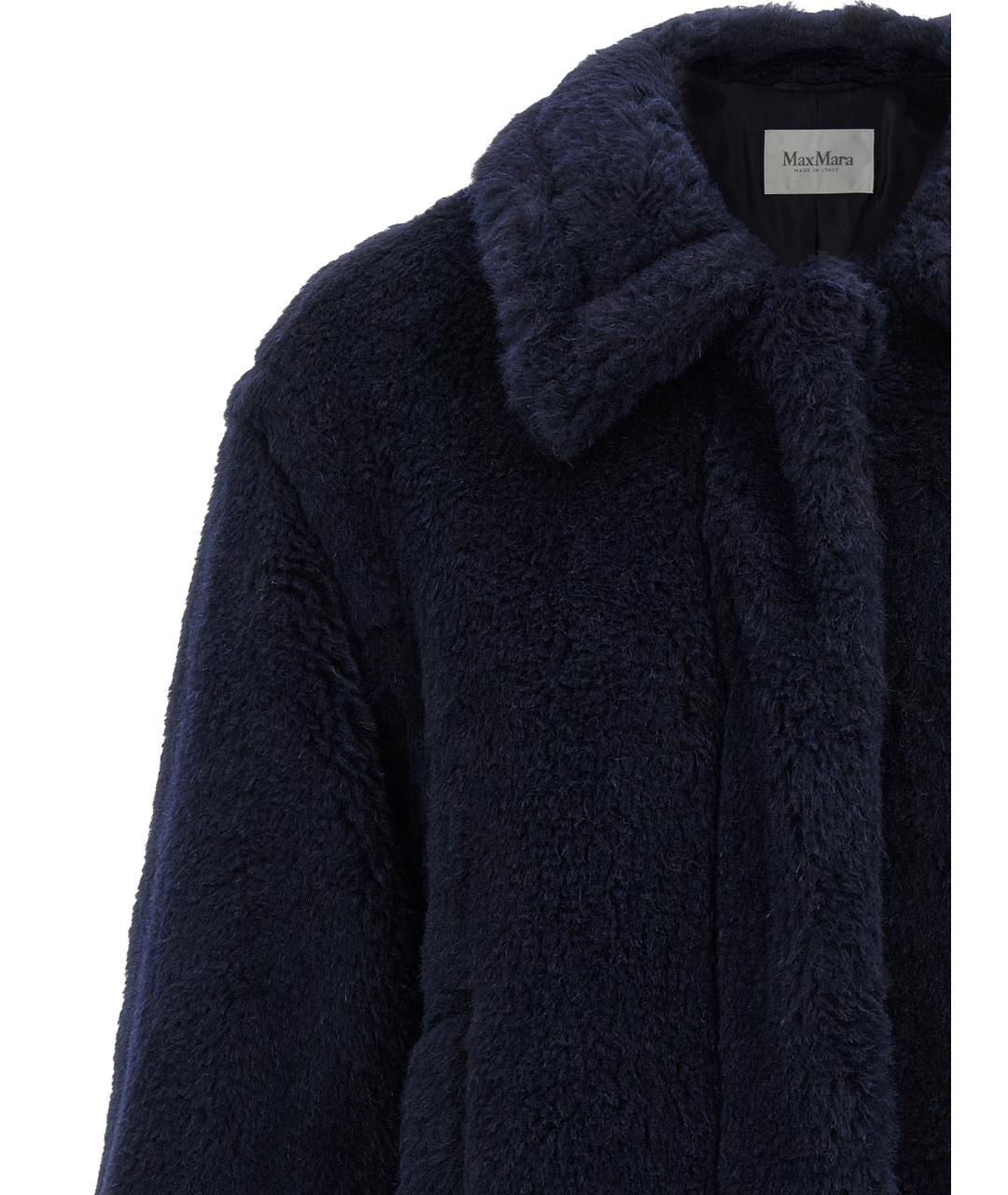 MAX MARA Темно-синяя шерстяная шуба, фото 3