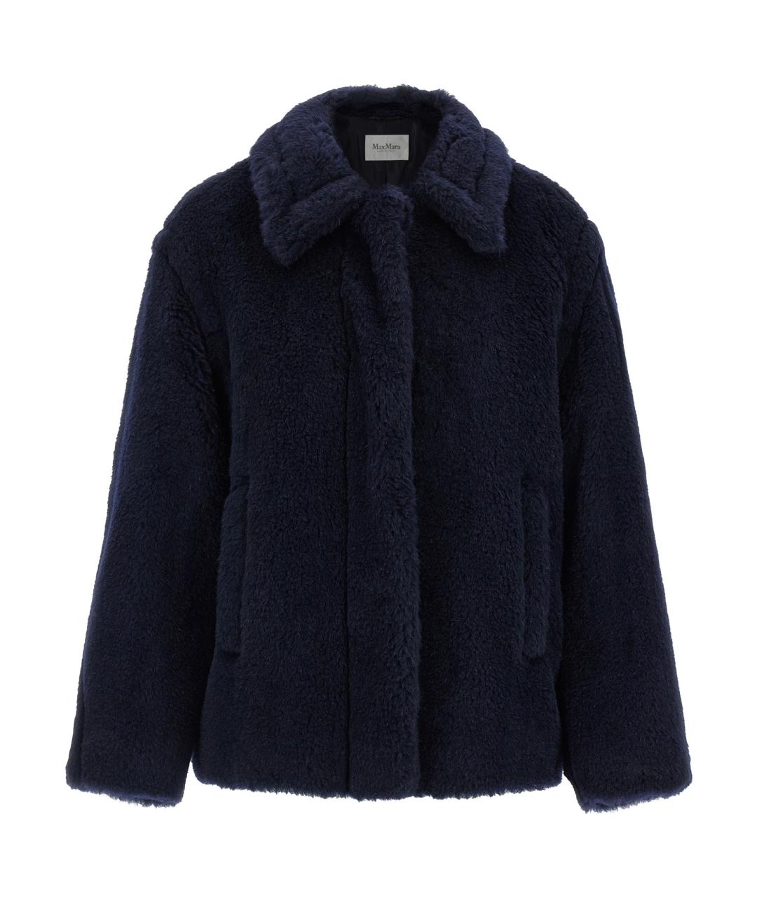 MAX MARA Темно-синяя шерстяная шуба, фото 1