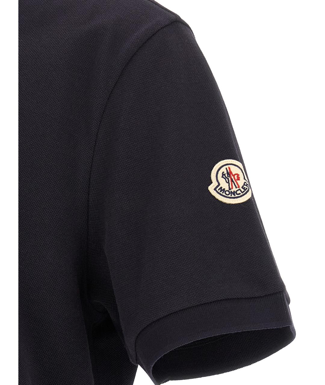 MONCLER Синее поло с коротким рукавом, фото 4