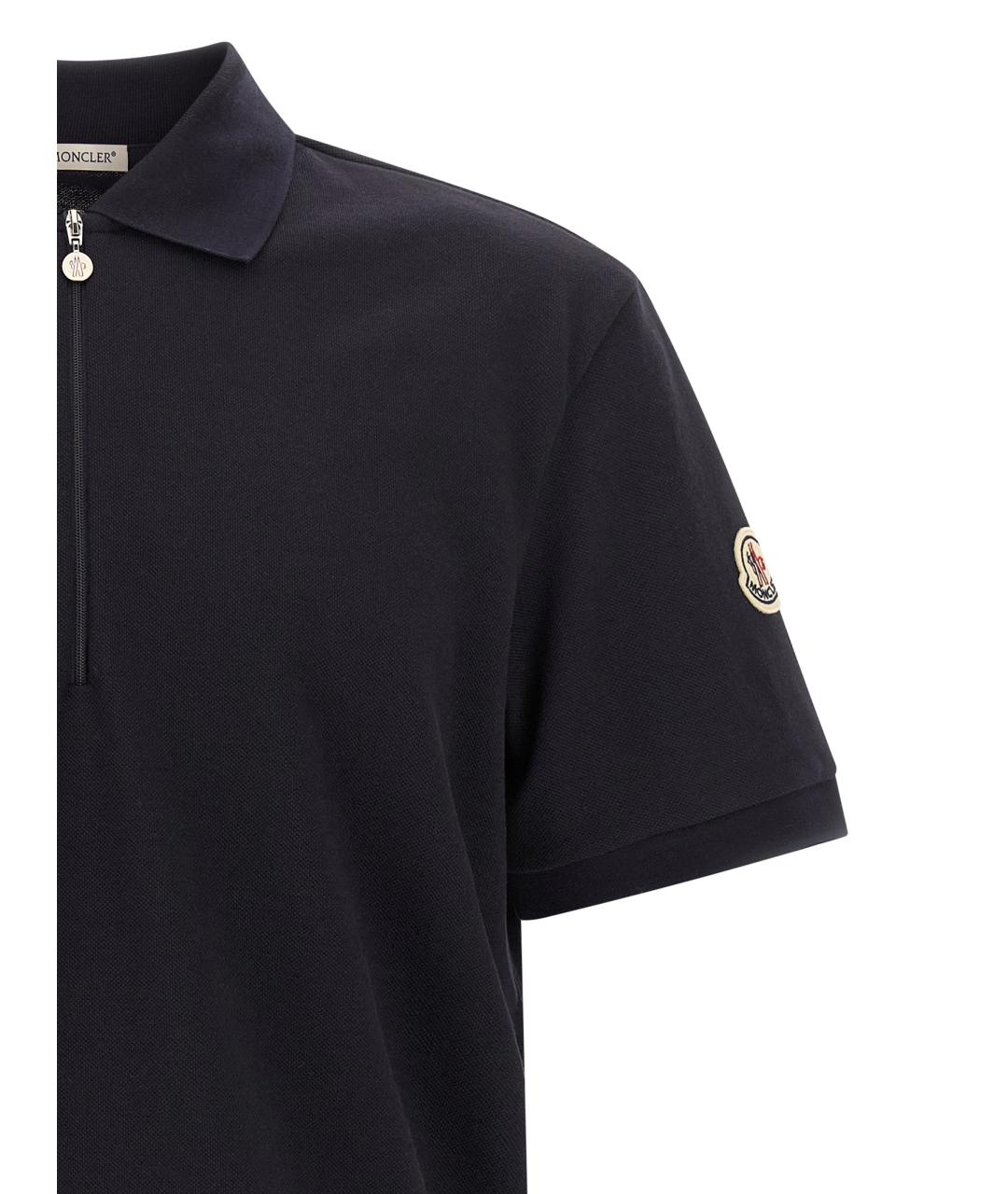 MONCLER Синее поло с коротким рукавом, фото 3