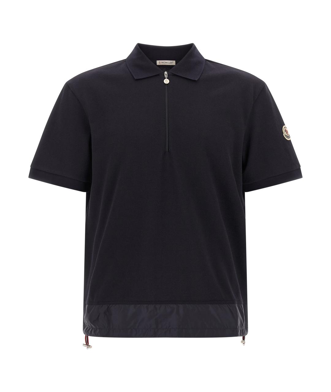 MONCLER Синее поло с коротким рукавом, фото 1