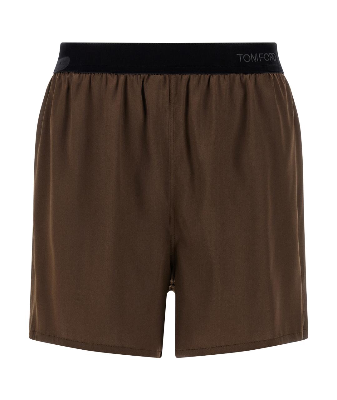 TOM FORD Коричневые шелковые шорты, фото 1