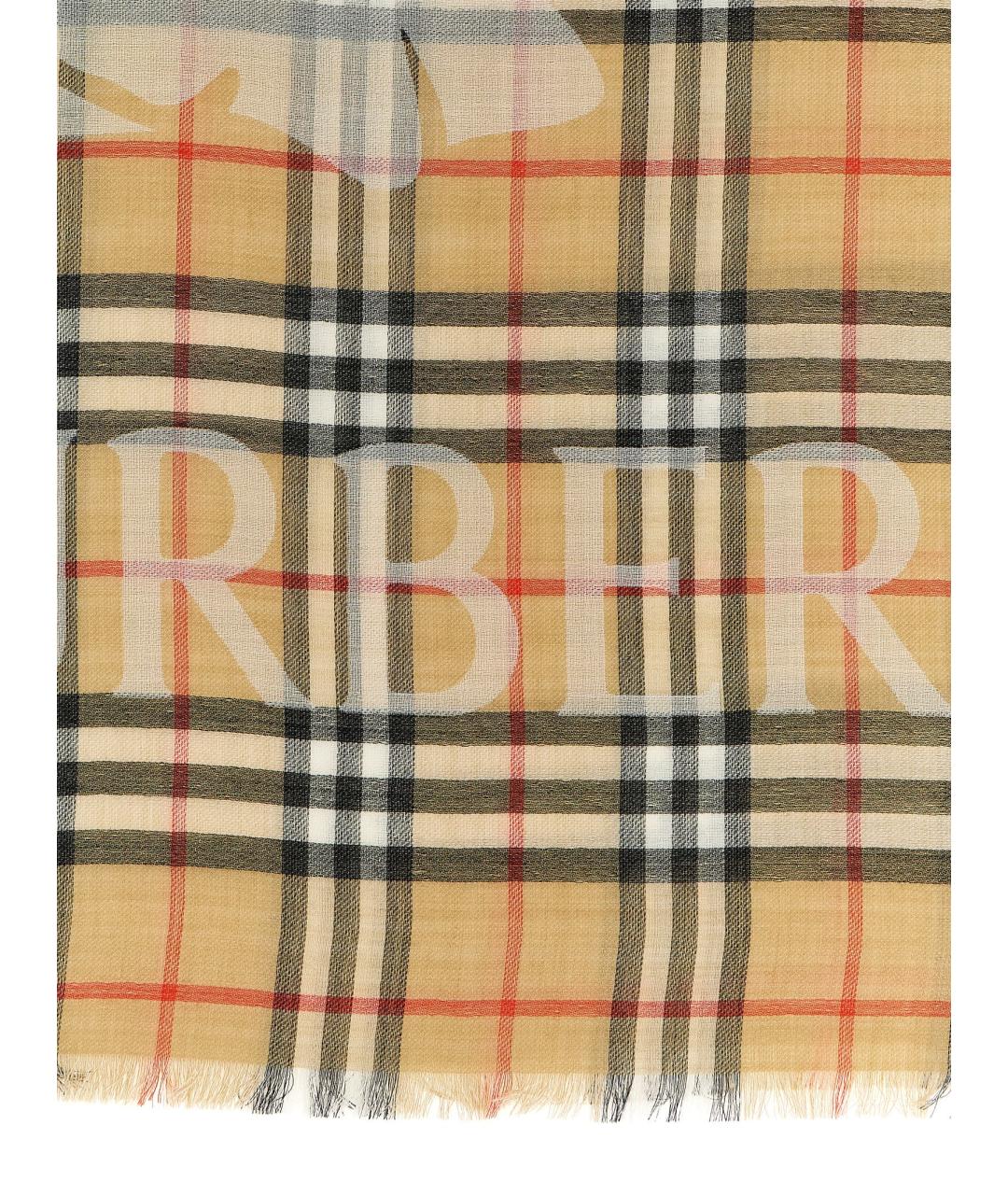 BURBERRY Бежевый шерстяной шарф, фото 2