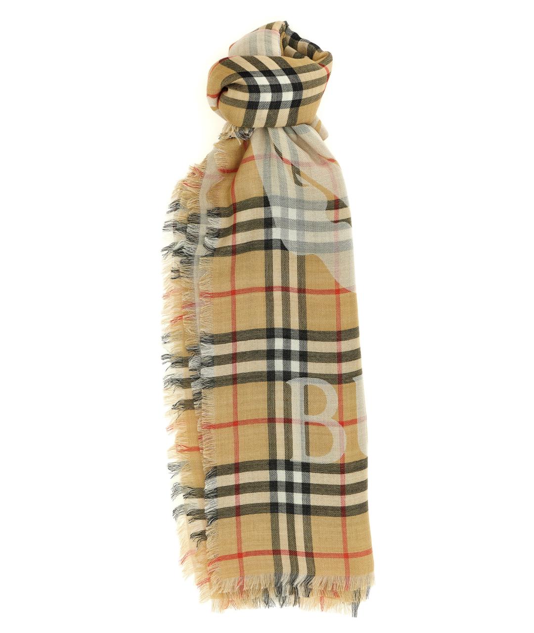 BURBERRY Бежевый шерстяной шарф, фото 1