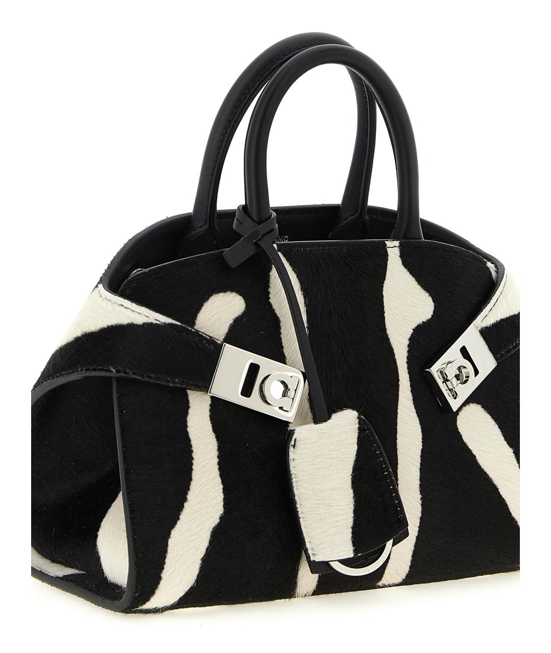 FERRAGAMO Черная меховая сумка тоут, фото 3