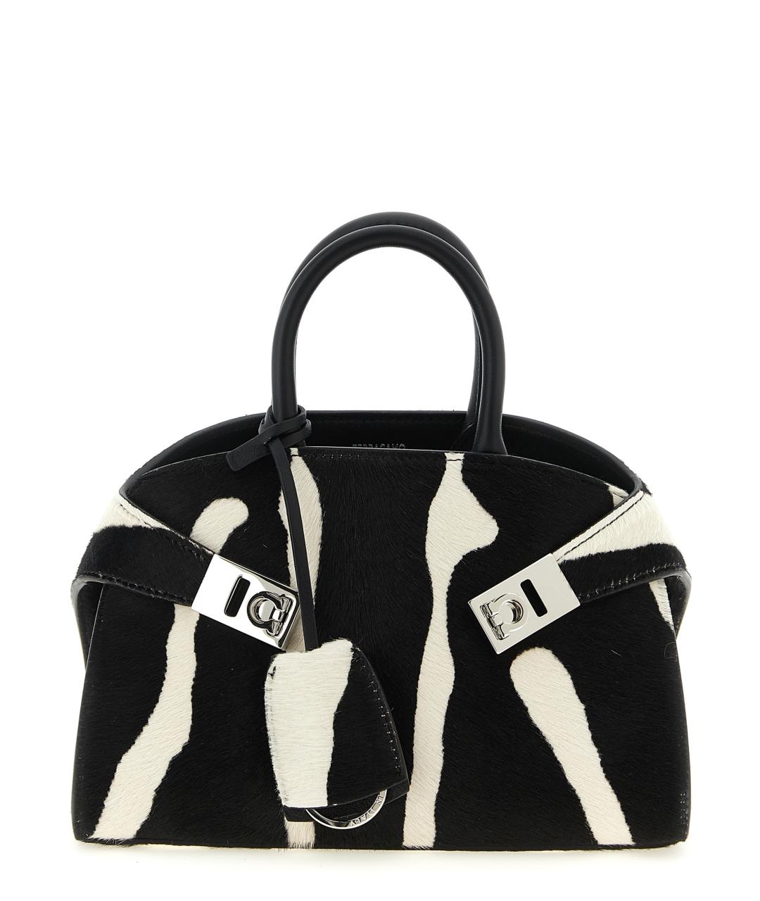 FERRAGAMO Черная меховая сумка тоут, фото 1