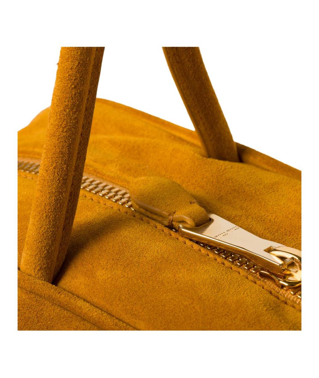 MIU MIU Желтая замшевая сумка тоут, фото 4