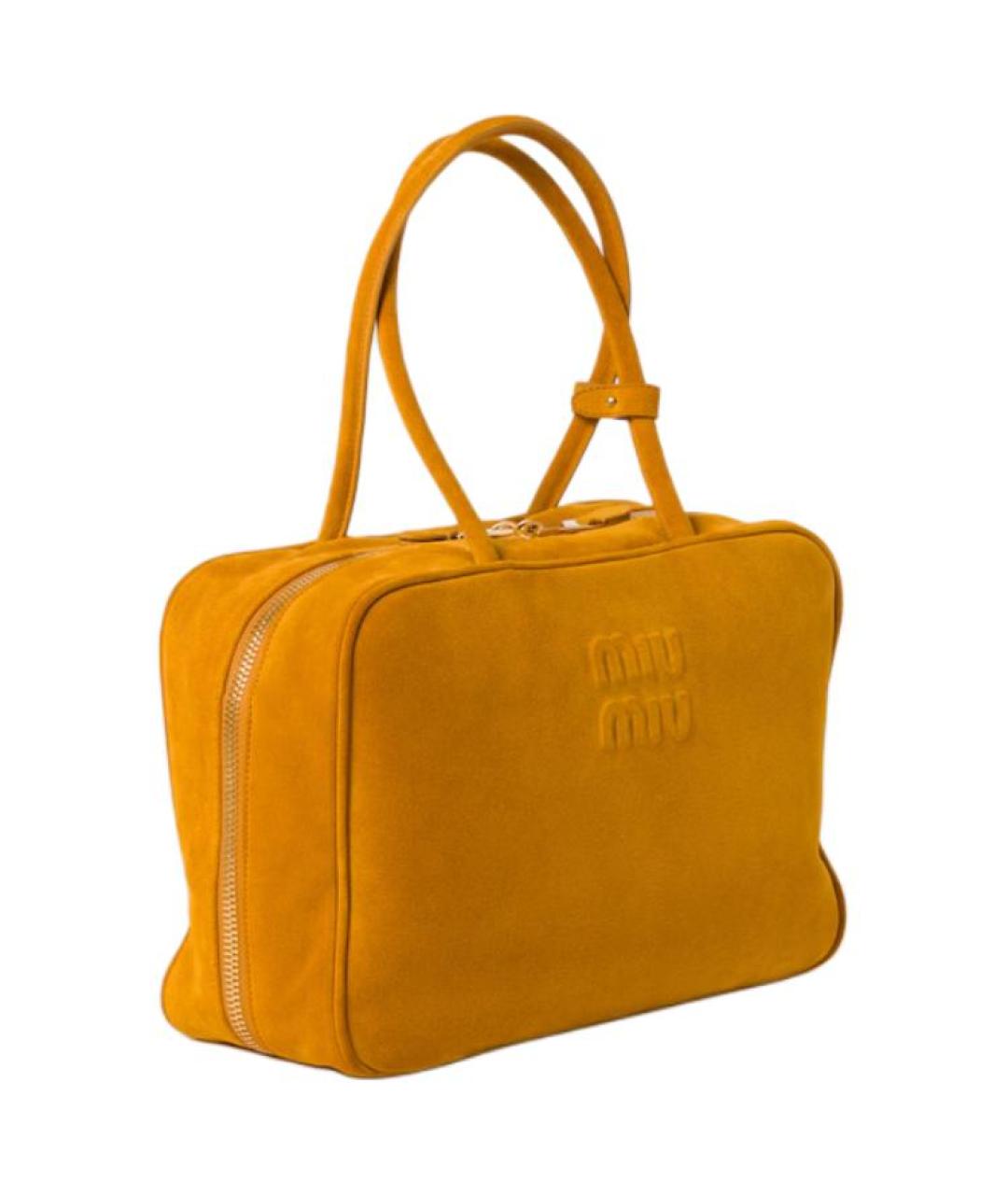 MIU MIU Желтая замшевая сумка тоут, фото 2