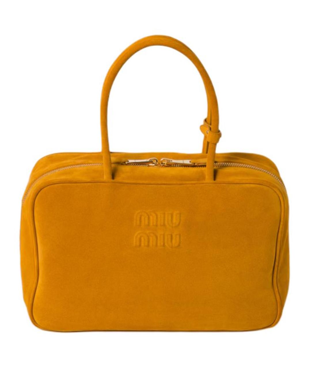 MIU MIU Желтая замшевая сумка тоут, фото 1