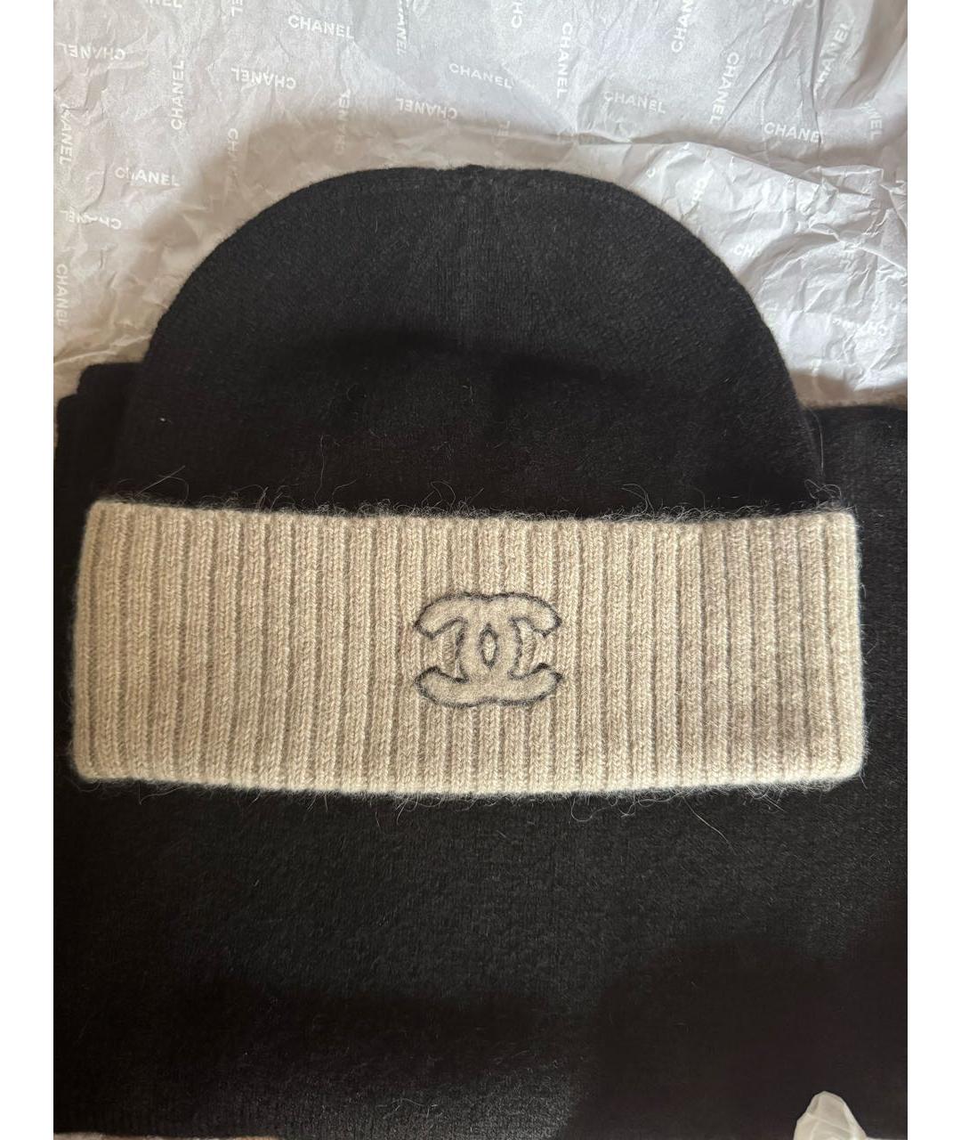 CHANEL Черная кашемировая шапка, фото 4