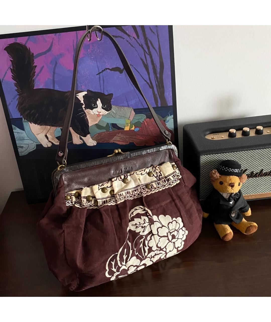 MIU MIU Бордовая кожаная сумка с короткими ручками, фото 5