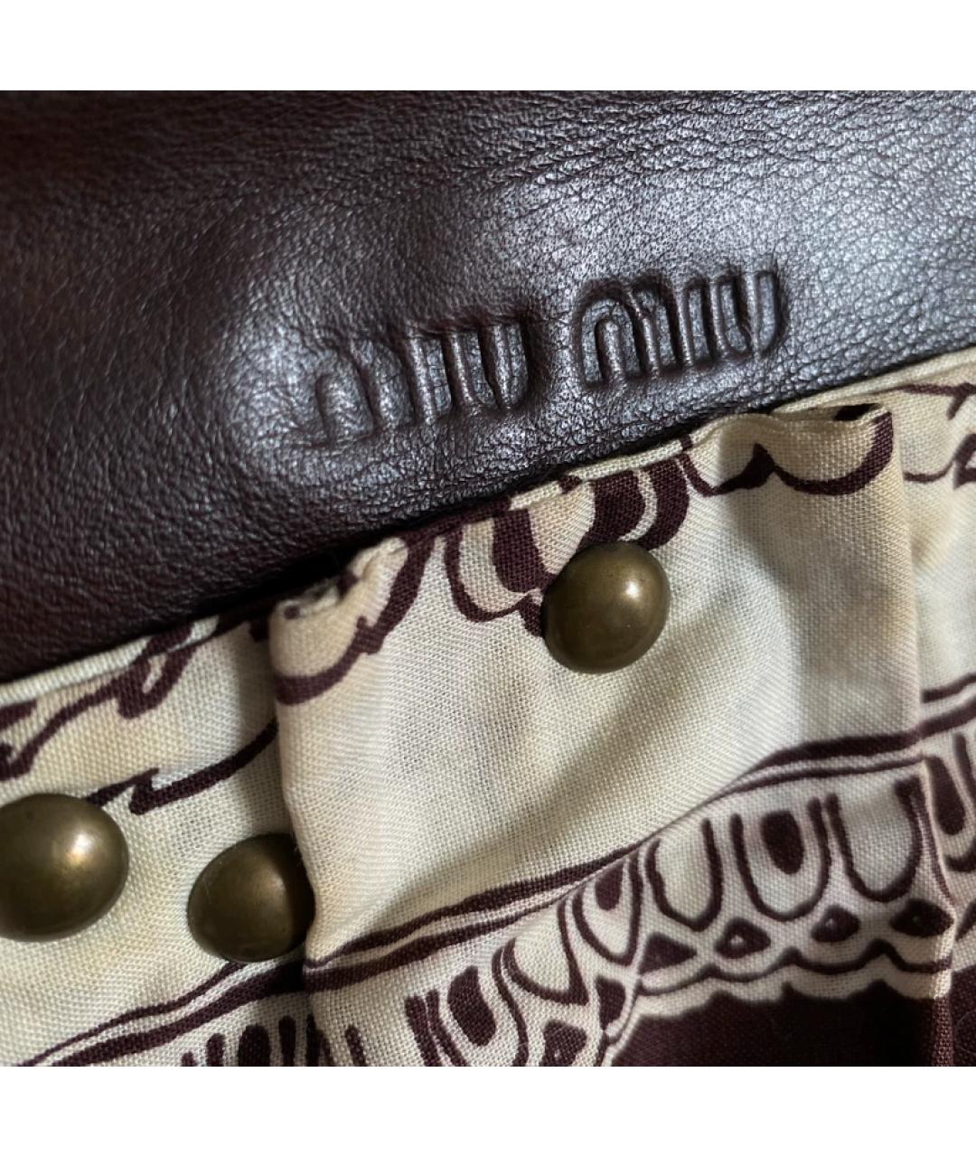 MIU MIU Бордовая кожаная сумка с короткими ручками, фото 2