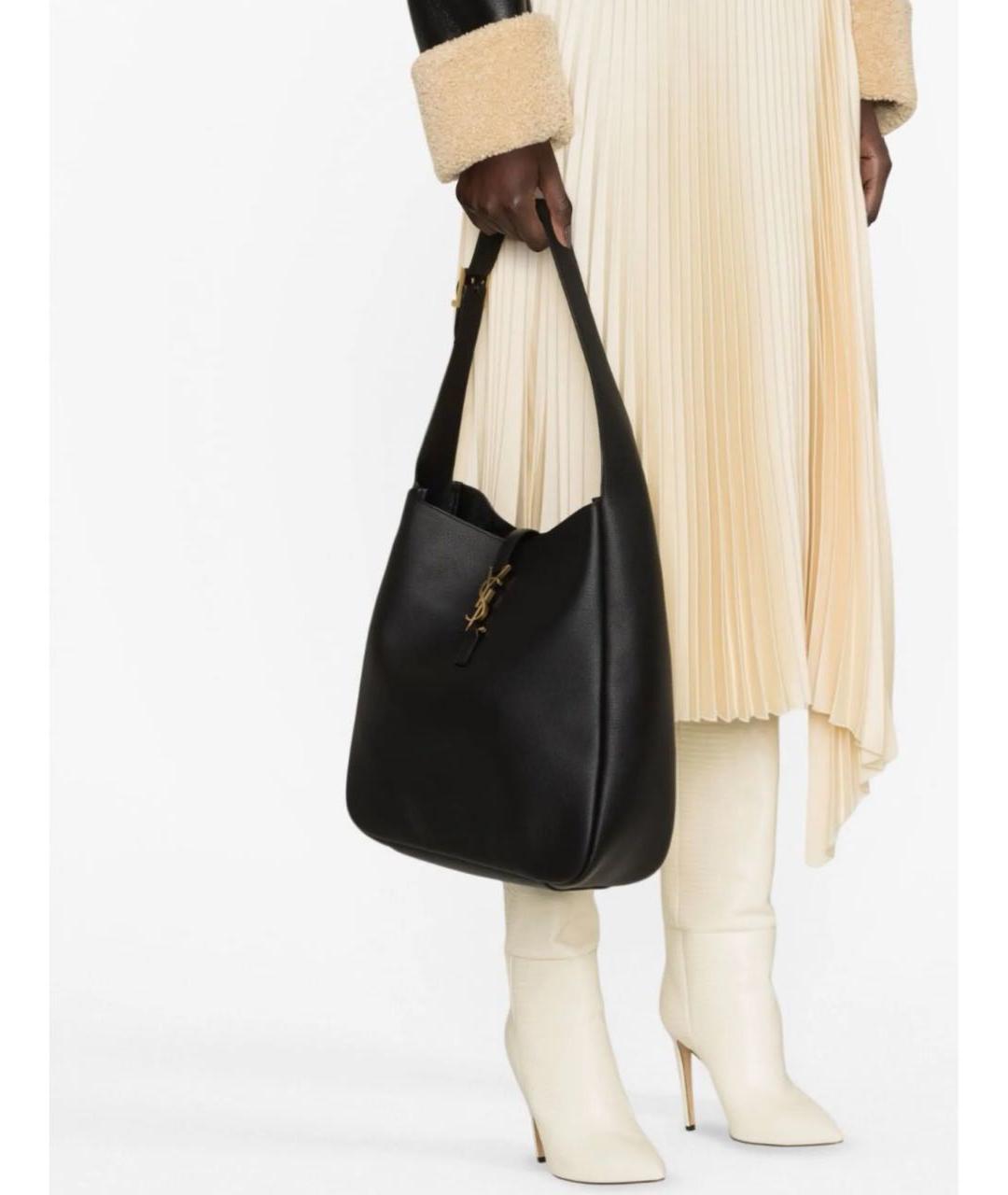 SAINT LAURENT Черная кожаная сумка через плечо, фото 3