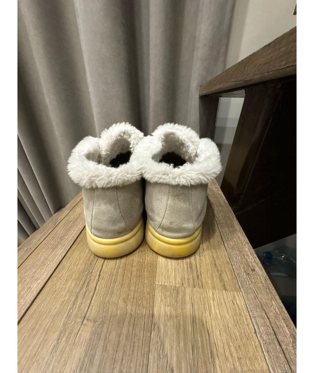 LORO PIANA Бежевые замшевые лоферы, фото 4