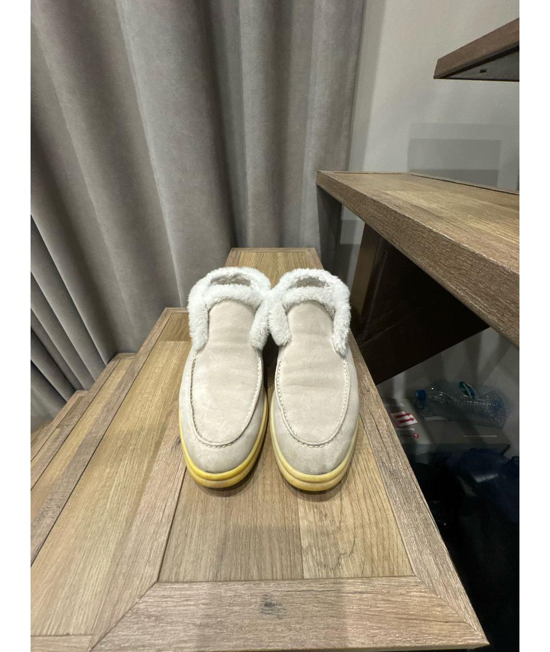 LORO PIANA Бежевые замшевые лоферы, фото 2