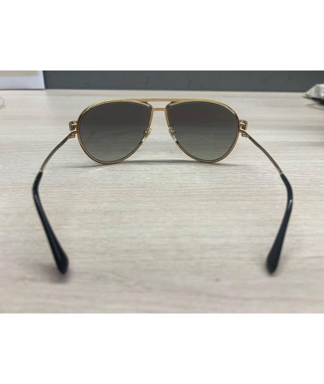 VERSACE Золотые металлические солнцезащитные очки, фото 3