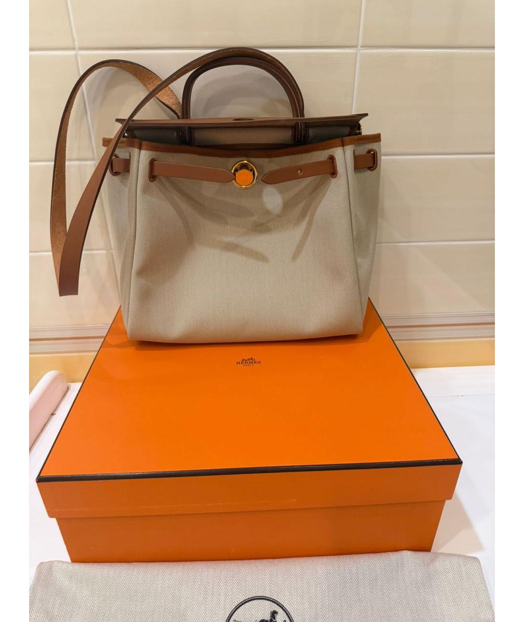 HERMES Бежевая сумка с короткими ручками, фото 8
