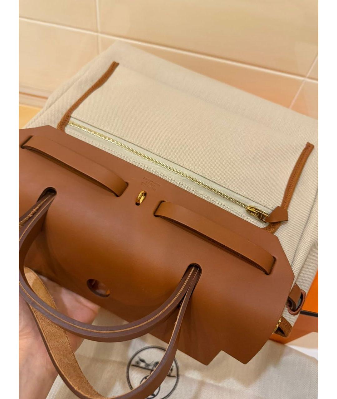 HERMES Бежевая сумка с короткими ручками, фото 3