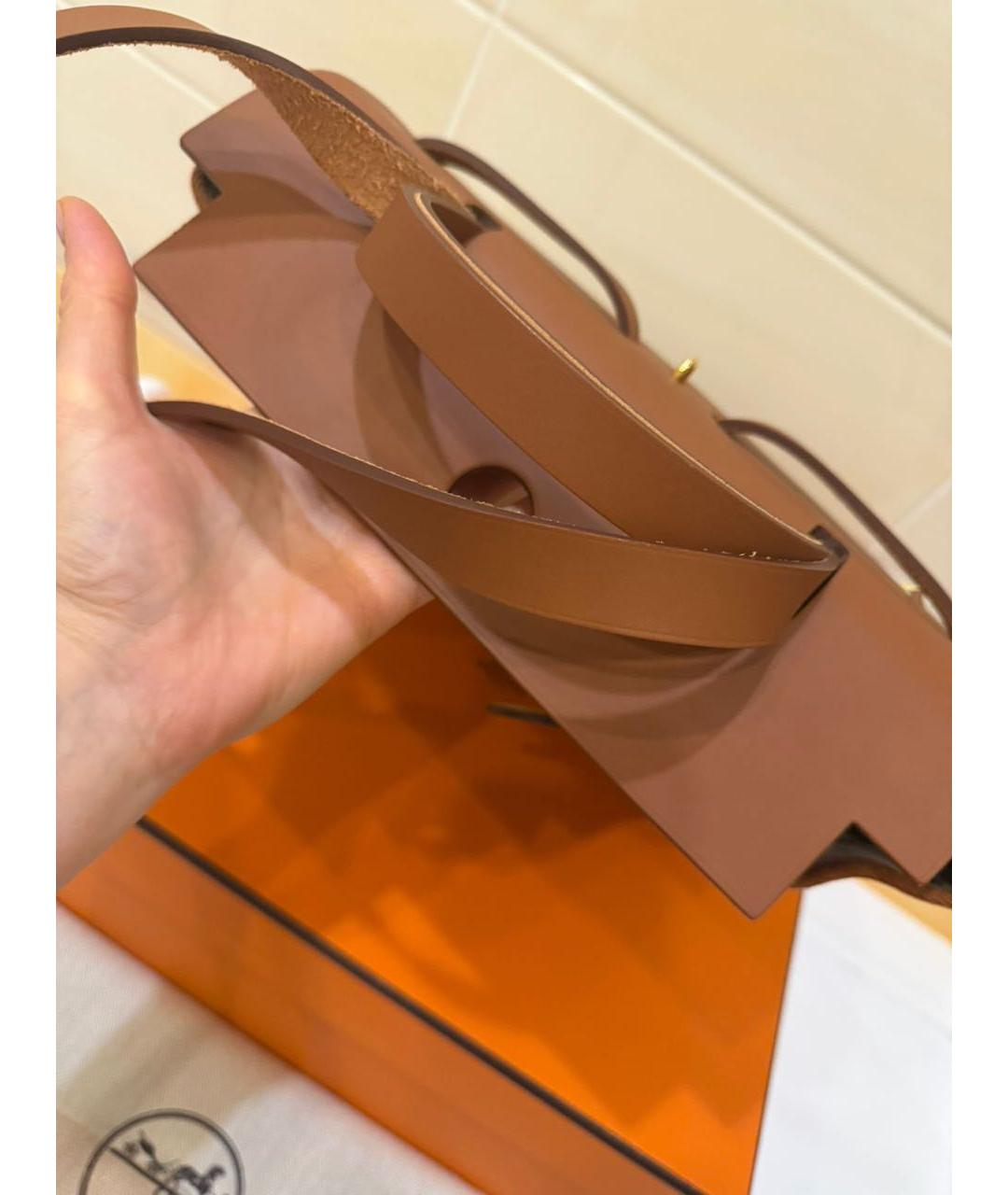 HERMES Бежевая сумка с короткими ручками, фото 4