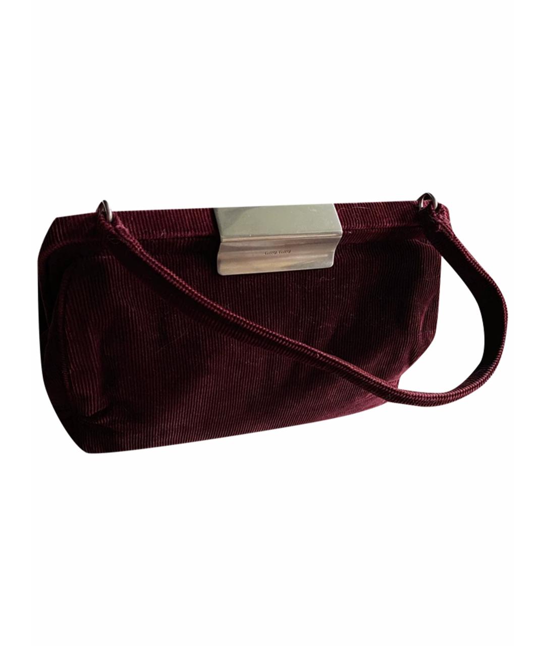 MIU MIU Бордовая бархатная сумка с короткими ручками, фото 1
