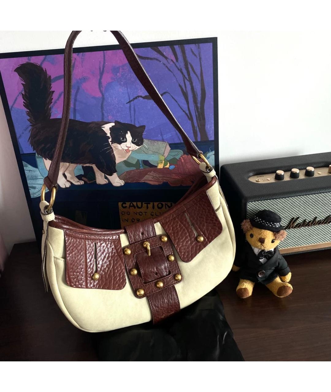 SAINT LAURENT Бордовая замшевая сумка через плечо, фото 6