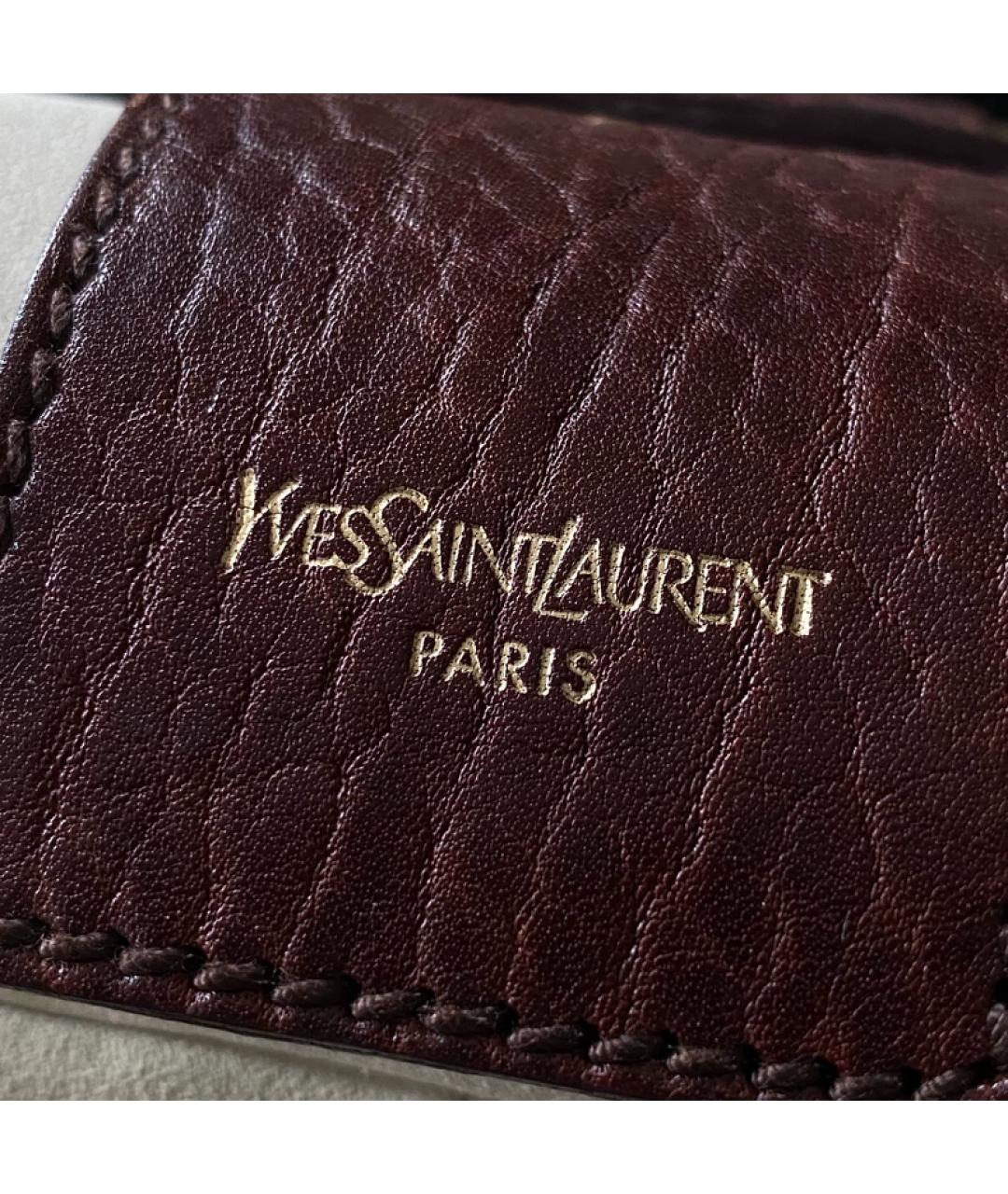 SAINT LAURENT Бордовая замшевая сумка через плечо, фото 5