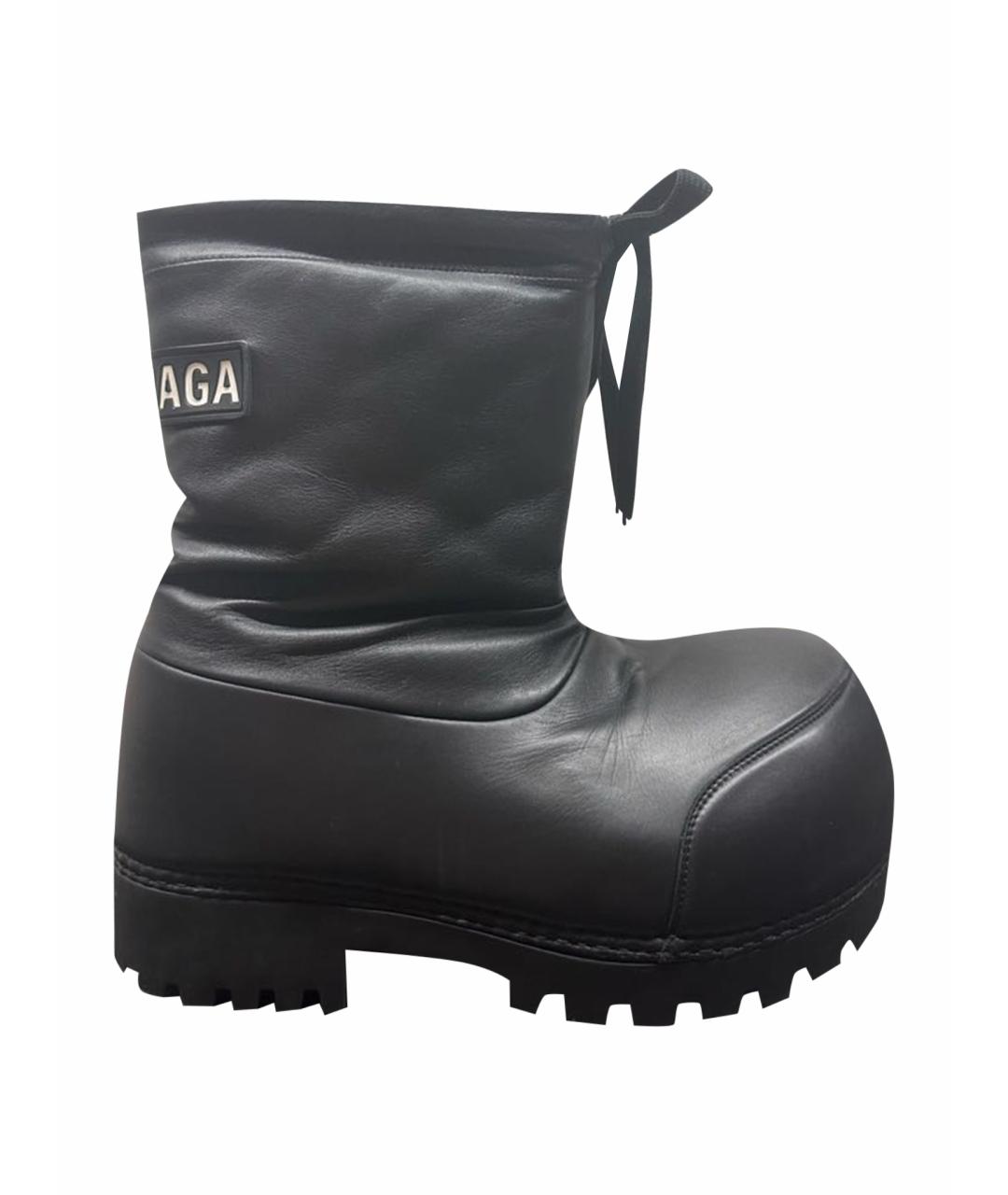 BALENCIAGA Черные кожаные высокие ботинки, фото 1