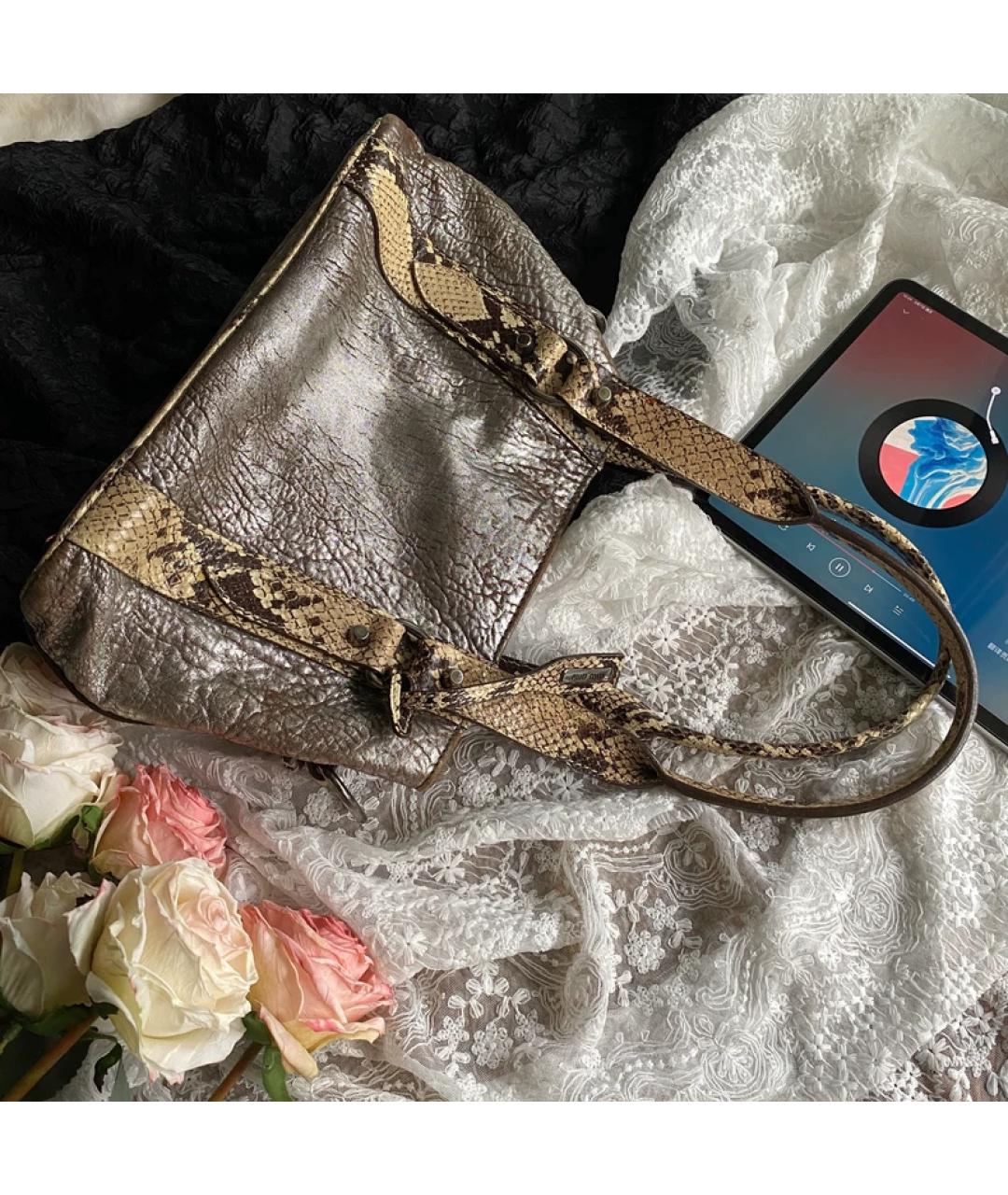 MIU MIU Серебряная кожаная сумка тоут, фото 8