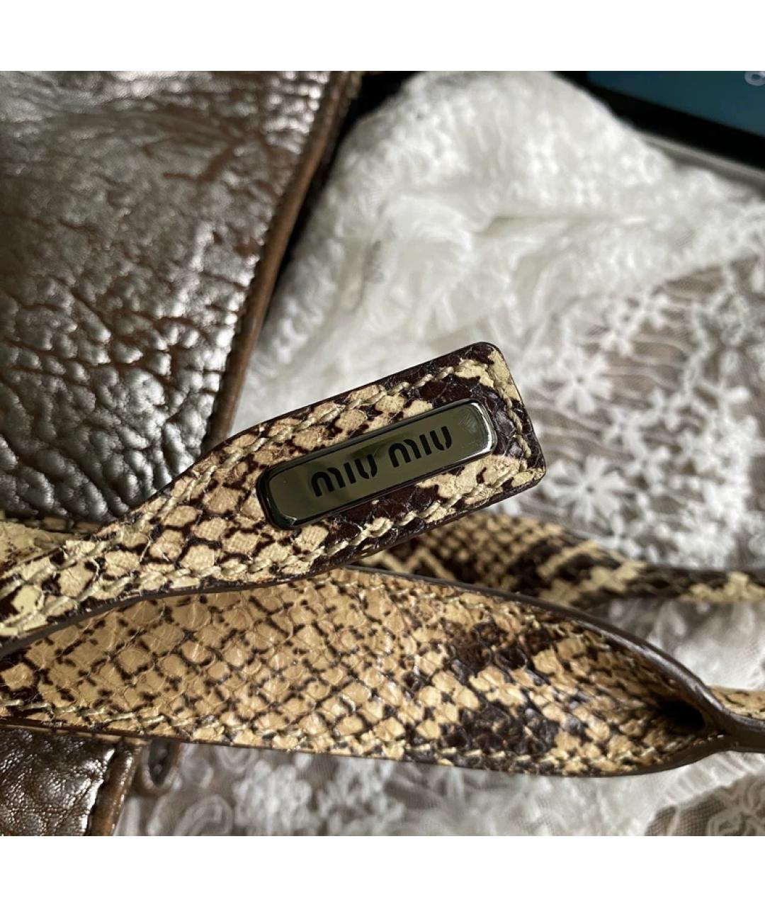 MIU MIU Серебряная кожаная сумка тоут, фото 2