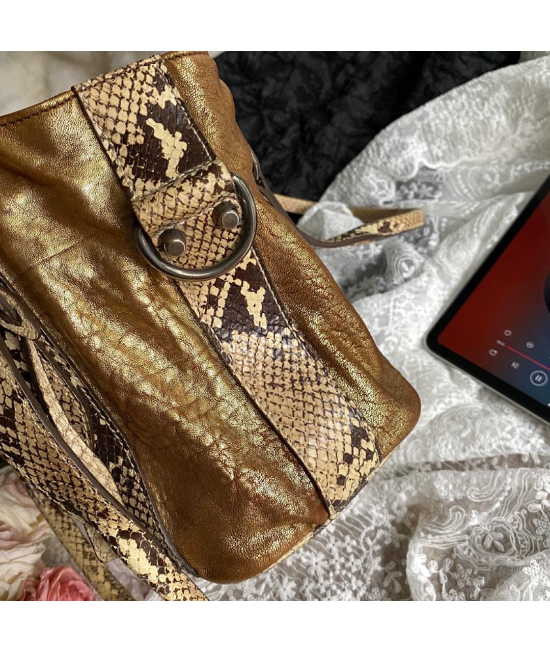 MIU MIU Золотая кожаная сумка тоут, фото 5