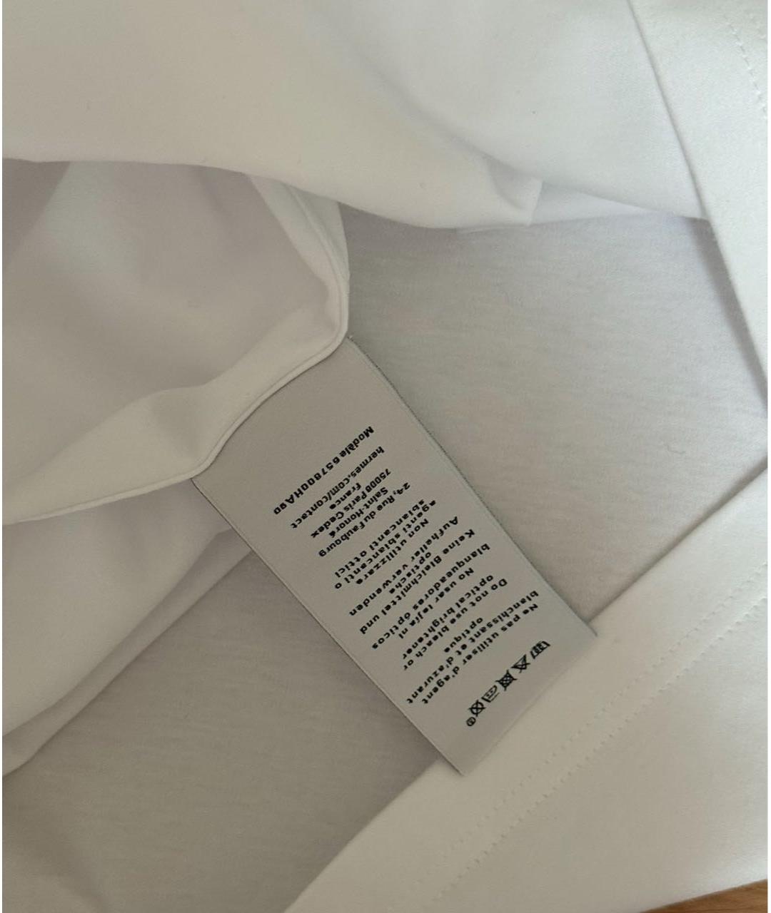 HERMES Белая хлопко-эластановая футболка, фото 5