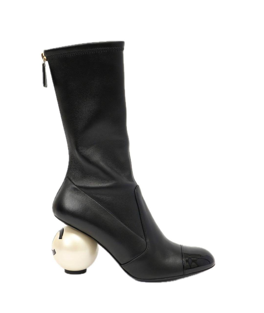 CHANEL Черные кожаные сапоги, фото 1