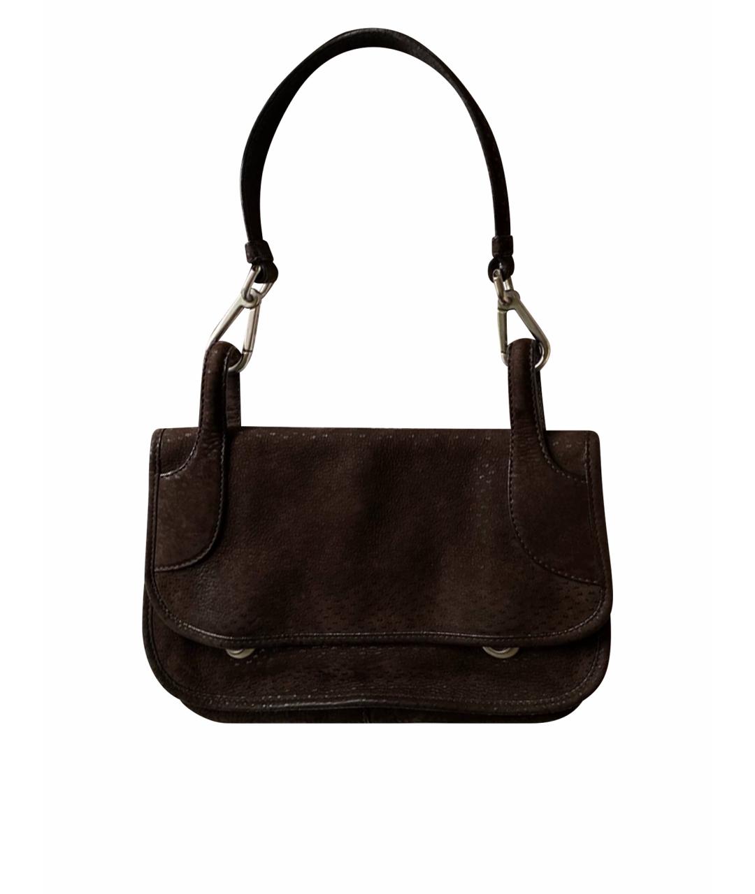 PRADA Коричневая замшевая сумка с короткими ручками, фото 1