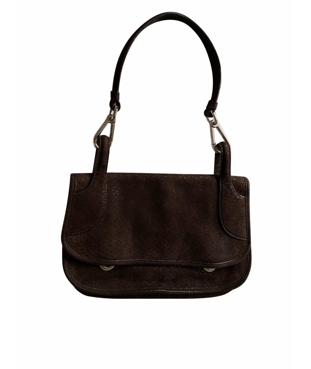 PRADA Коричневая замшевая сумка с короткими ручками, фото 10