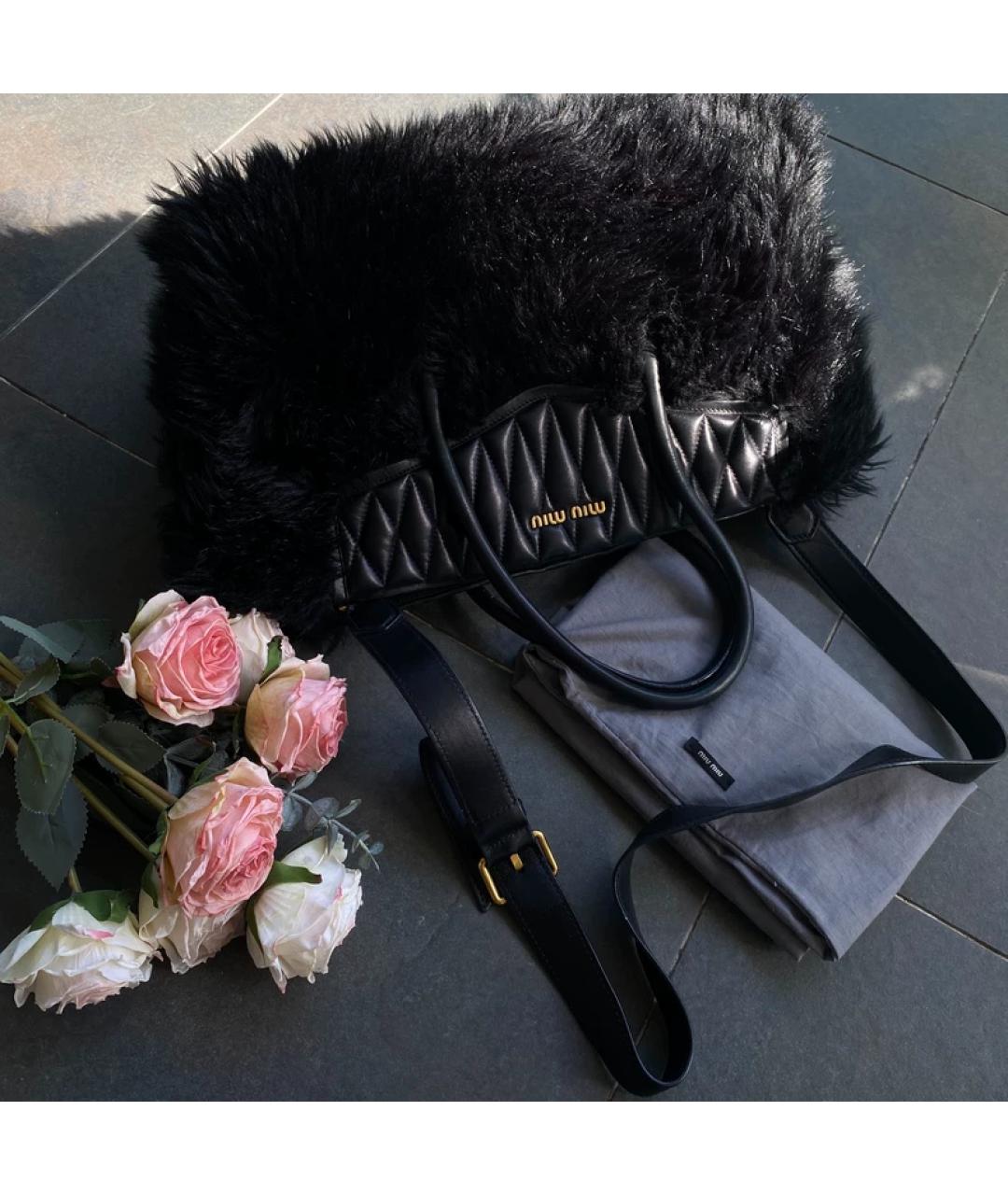 MIU MIU Черная меховая сумка с короткими ручками, фото 7