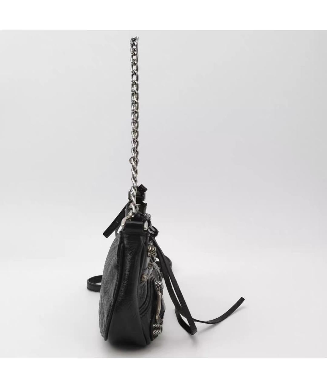BALENCIAGA Черная кожаная сумка через плечо, фото 5