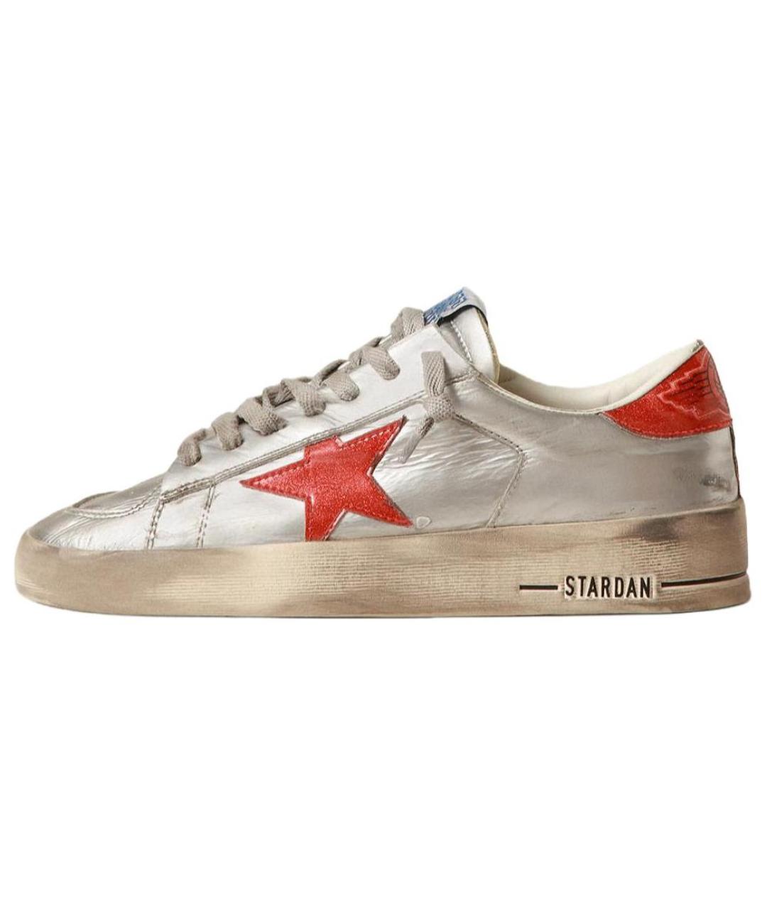 GOLDEN GOOSE DELUXE BRAND Серебряные кожаные низкие кроссовки / кеды, фото 2