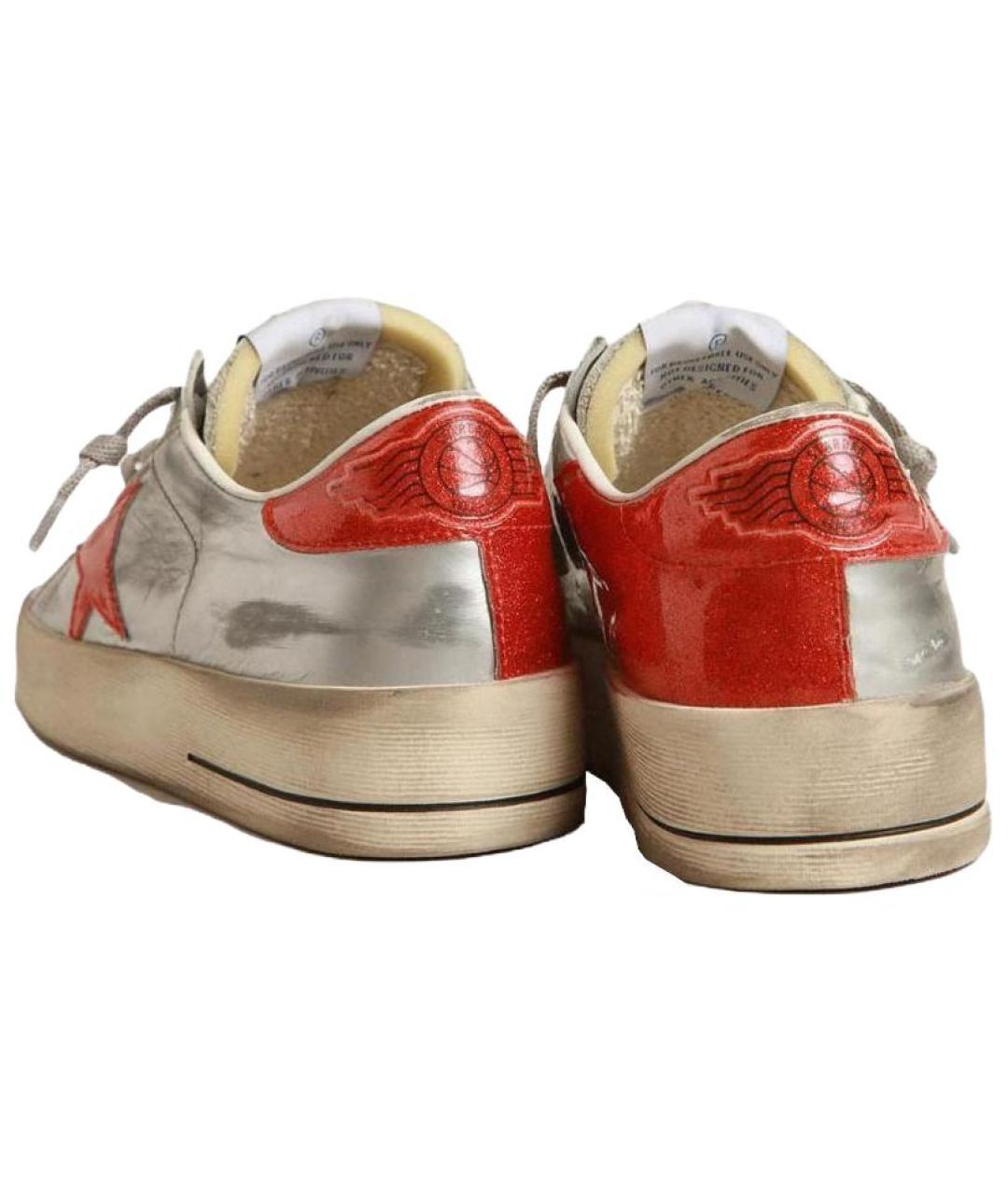 GOLDEN GOOSE DELUXE BRAND Серебряные кожаные низкие кроссовки / кеды, фото 4