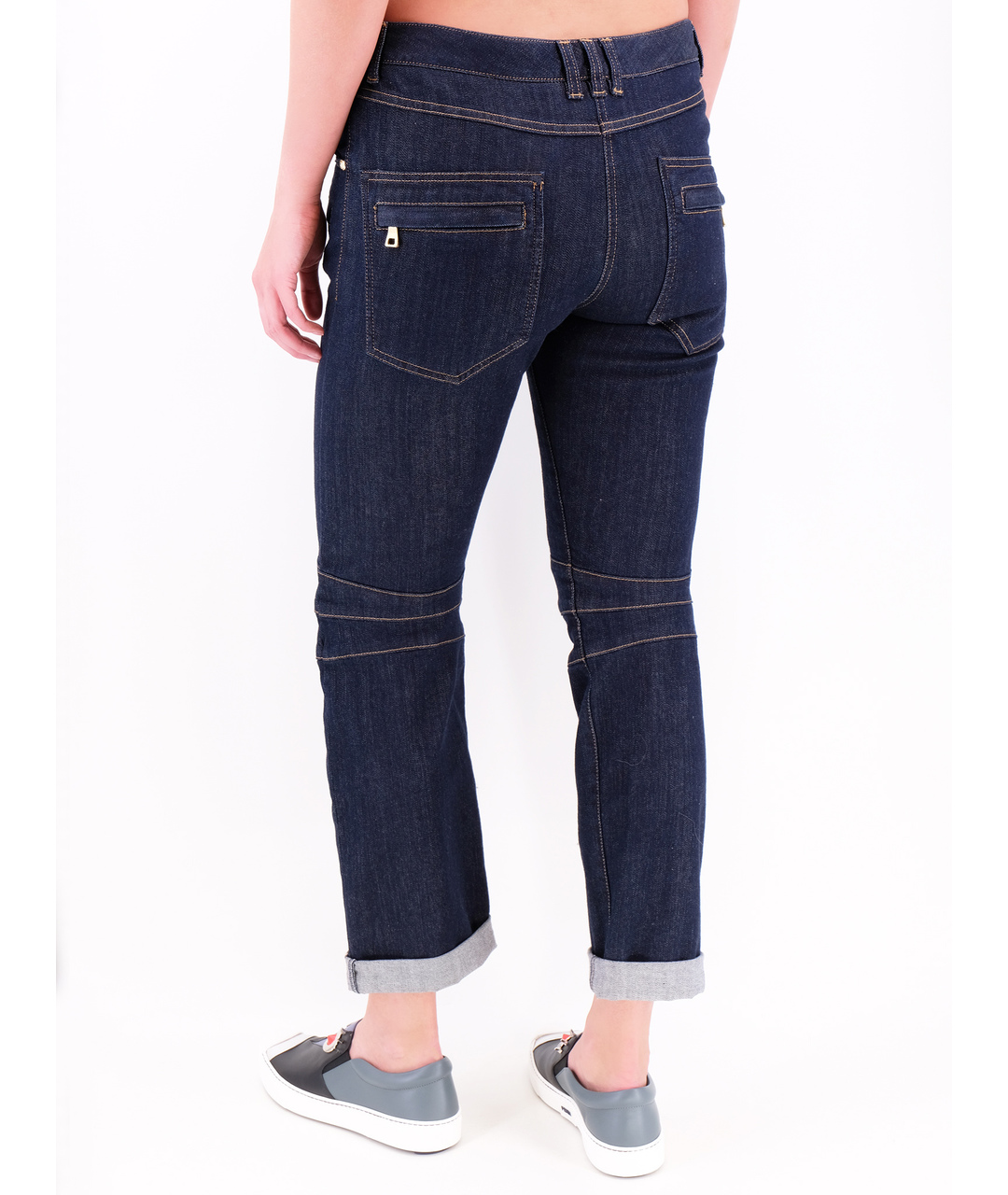BALMAIN Синие хлопко-эластановые джинсы слим, фото 3