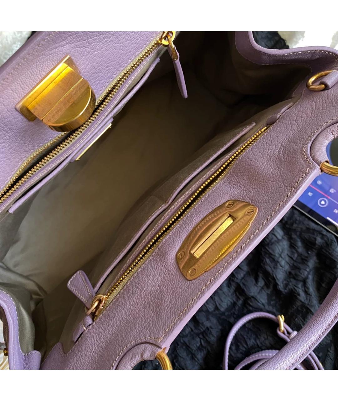 MIU MIU Фиолетовая кожаная сумка с короткими ручками, фото 4