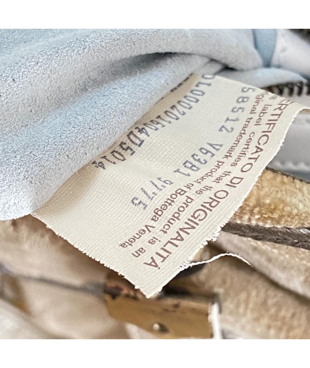 BOTTEGA VENETA Бежевая бархатная сумка с короткими ручками, фото 5