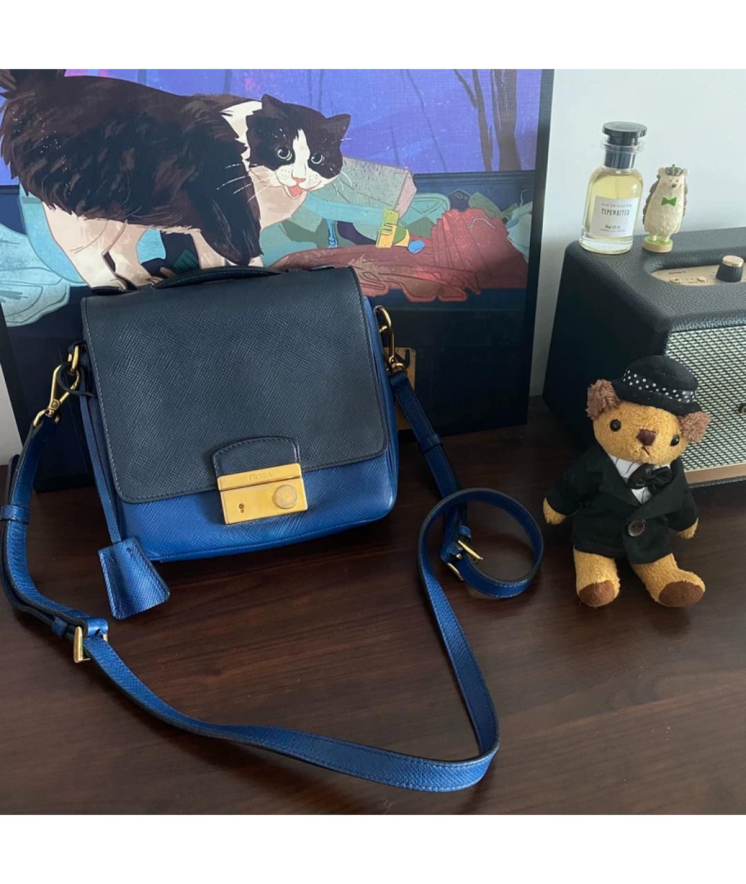 PRADA Синяя кожаная сумка через плечо, фото 7