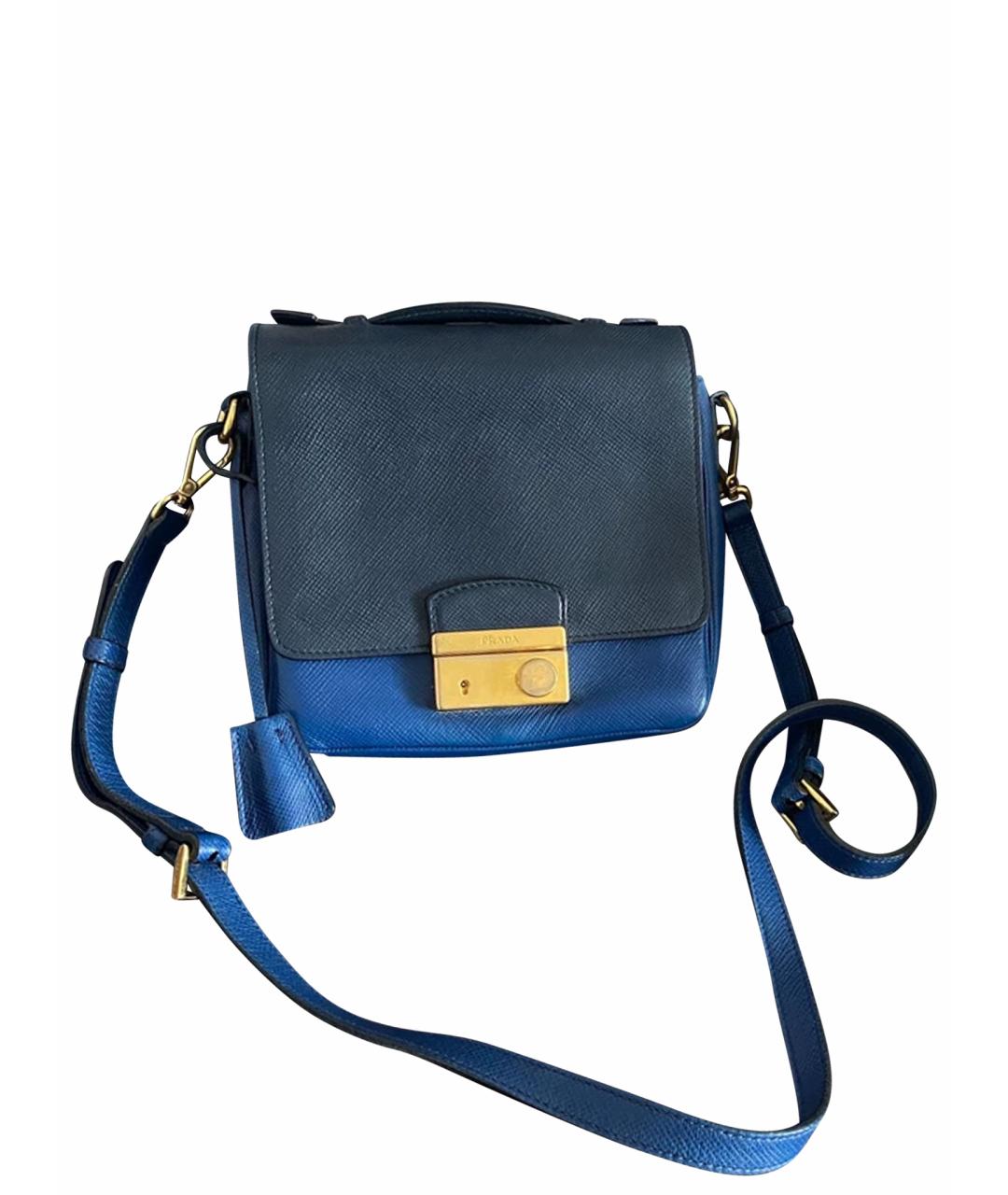 PRADA Синяя кожаная сумка через плечо, фото 1