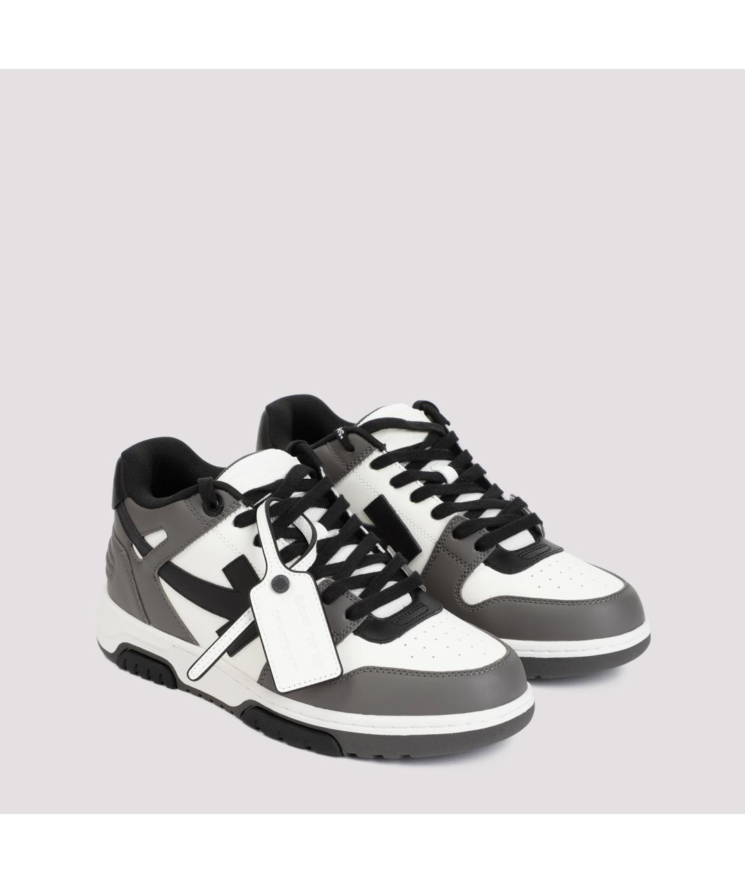 OFF-WHITE Серые кожаные низкие кроссовки / кеды, фото 4