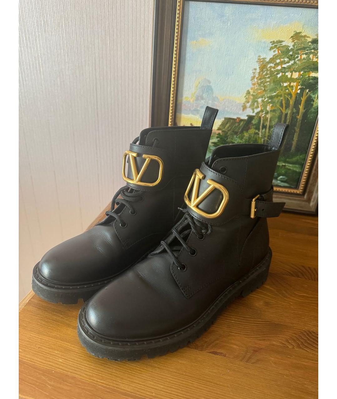 VALENTINO Черные кожаные ботинки, фото 2