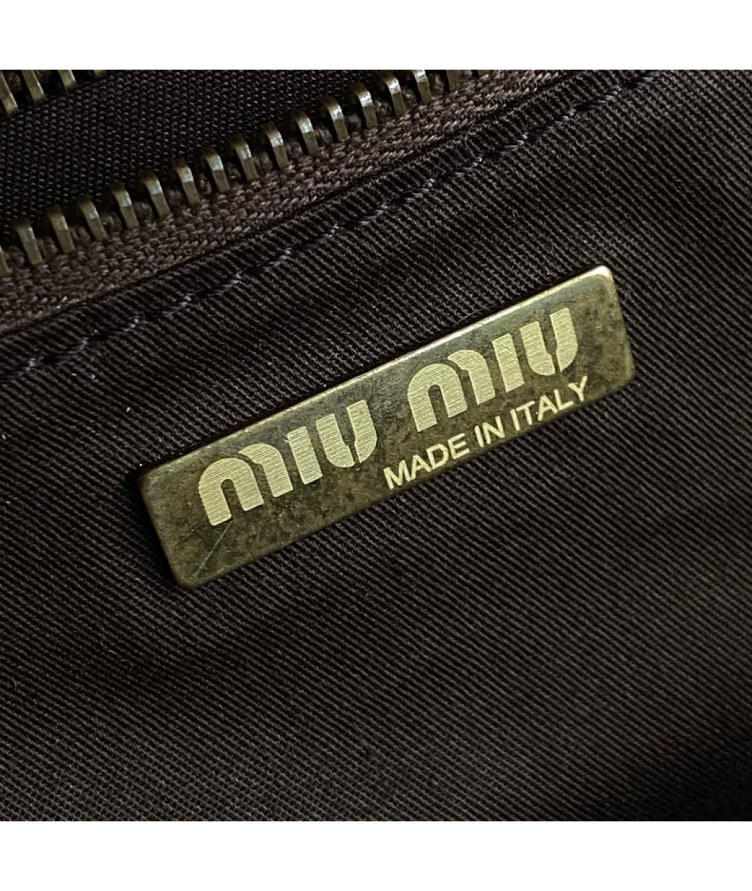 MIU MIU Бордовая кожаная сумка с короткими ручками, фото 6