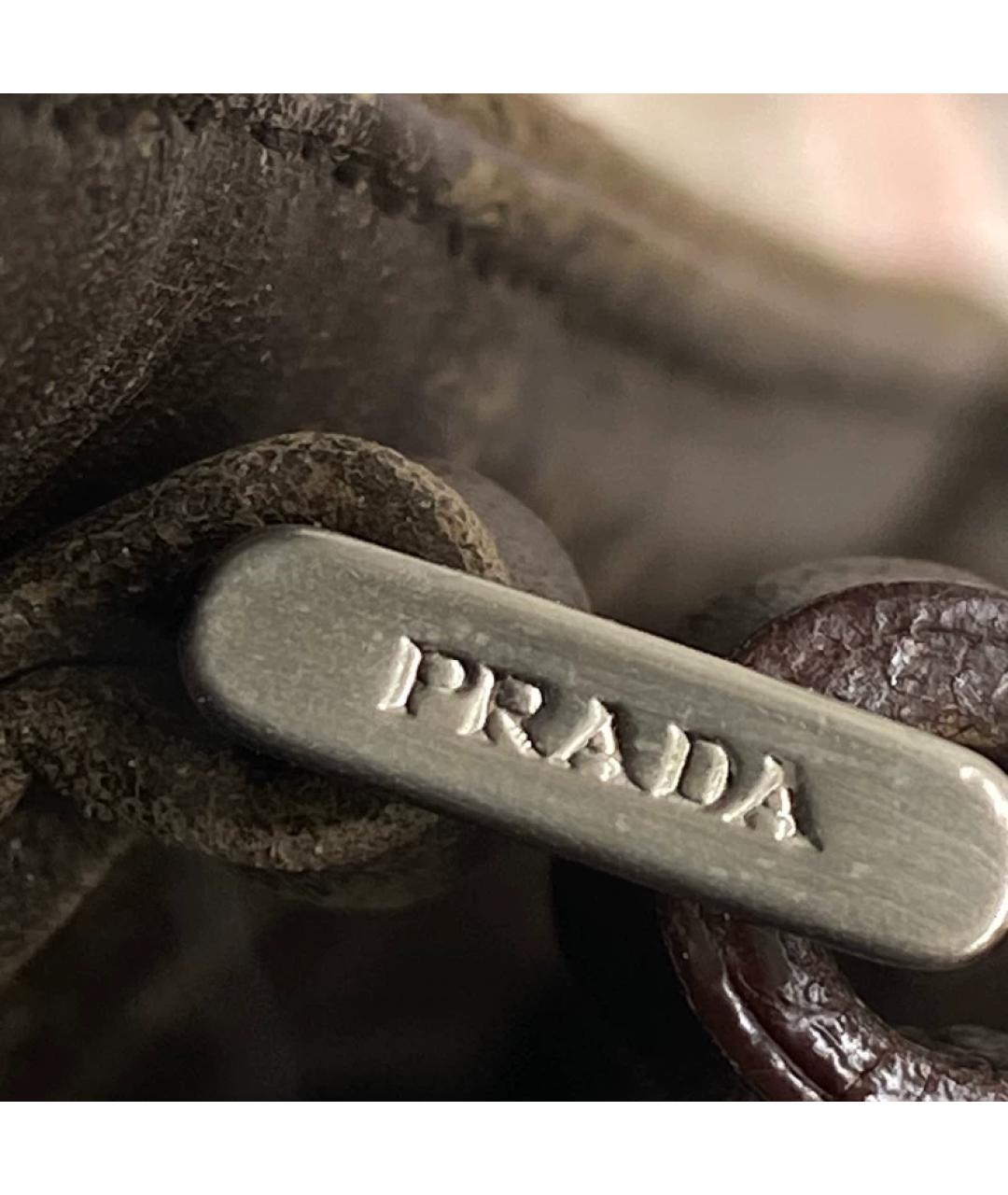 PRADA Коричневая шерстяная сумка тоут, фото 3